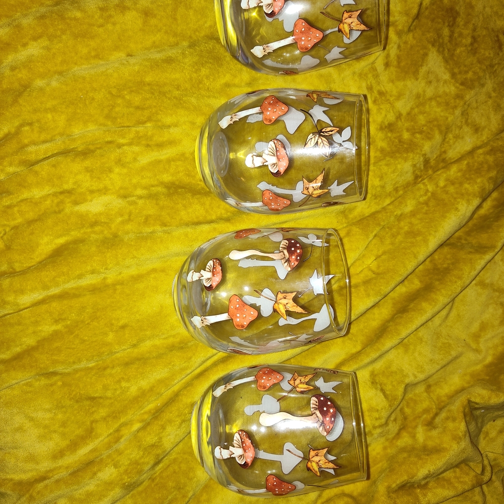 Mushroom Patterned Glasses Set
